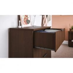 Merge 3-Drawer Brown Walnut Chest of Drawers (31.5 in W x 30.75 in H) by HOMESTYLES -Deals HOMESTYLES Store brown walnut homestyles chest of drawers 5450 41 fa 1000