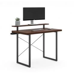 Merge 42 in. Brown Walnut Computer Desk with Monitor Stand by HOMESTYLES -Deals HOMESTYLES Store brown walnut homestyles computer desks 5450 152 4f 1000