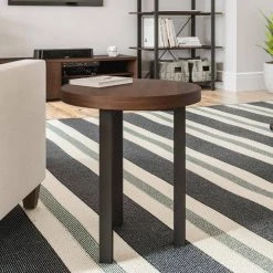 Merge 18 in. Brown Wood Walnut Round End Table by HOMESTYLES -Deals HOMESTYLES Store brown walnut homestyles end side tables 5450 20 1f 1000