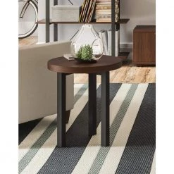 Merge 18 in. Brown Wood Walnut Round End Table by HOMESTYLES -Deals HOMESTYLES Store brown walnut homestyles end side tables 5450 20 c3 1000