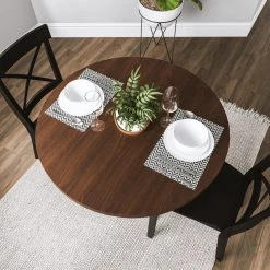 Merge 42 in. Brown Wood Walnut Round Dining Table by HOMESTYLES 11 Merge 42 in. Brown Wood Walnut Round Dining Table by HOMESTYLES -Deals HOMESTYLES Store brown walnut homestyles kitchen dining tables 5450 30 4f 1000
