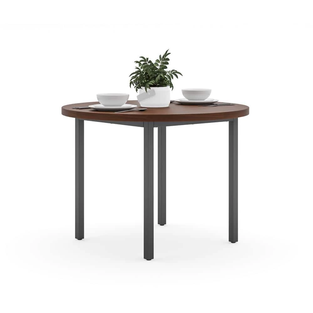 Merge 42 in. Brown Wood Walnut Round Dining Table by HOMESTYLES 3 Merge 42 in. Brown Wood Walnut Round Dining Table by HOMESTYLES - Image 3