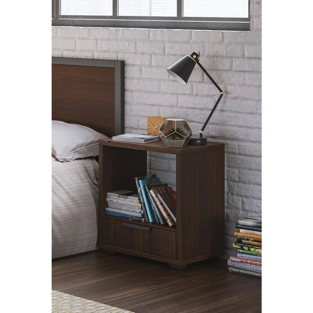 Merge 1-Drawer Brown Walnut Nightstand 22 x 18 x 14 by HOMESTYLES 10 Merge 1-Drawer Brown Walnut Nightstand 22 x 18 x 14 by HOMESTYLES - Image 10