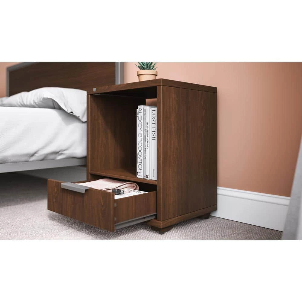 Merge 1-Drawer Brown Walnut Nightstand 22 x 18 x 14 by HOMESTYLES 3 Merge 1-Drawer Brown Walnut Nightstand 22 x 18 x 14 by HOMESTYLES - Image 3