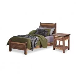Forest Retreat Brown Teak Wood Twin Bed and Night Stand by HOMESTYLES