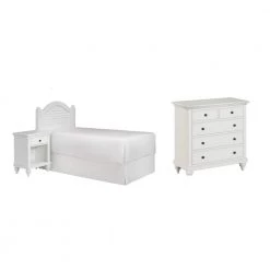 Bermuda 3-Piece White Twin Headboard Bedroom Set by HOMESTYLES