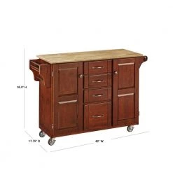 Create-a-Cart Cherry Kitchen Cart With Natural Wood Top by HOMESTYLES -Deals HOMESTYLES Store cherry brown with natural top homestyles kitchen carts 9100 1071 40 1000