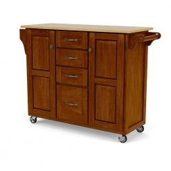 Create-a-Cart Cherry Kitchen Cart With Natural Wood Top by HOMESTYLES -Deals HOMESTYLES Store cherry brown with natural top homestyles kitchen carts 9100 1071 4f 1000