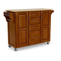 Create-a-Cart Cherry Kitchen Cart With Natural Wood Top by HOMESTYLES -Deals HOMESTYLES Store cherry brown with natural top homestyles kitchen carts 9100 1071 c3 1000