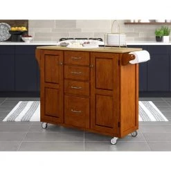 Create-a-Cart Cherry Kitchen Cart With Natural Wood Top by HOMESTYLES -Deals HOMESTYLES Store cherry brown with natural top homestyles kitchen carts 9100 1071 fa 1000