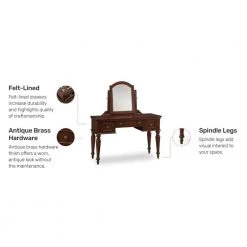 Lafayette Cherry Vanity Table by HOMESTYLES -Deals HOMESTYLES Store cherry homestyles makeup vanities 5537 70 c3 1000
