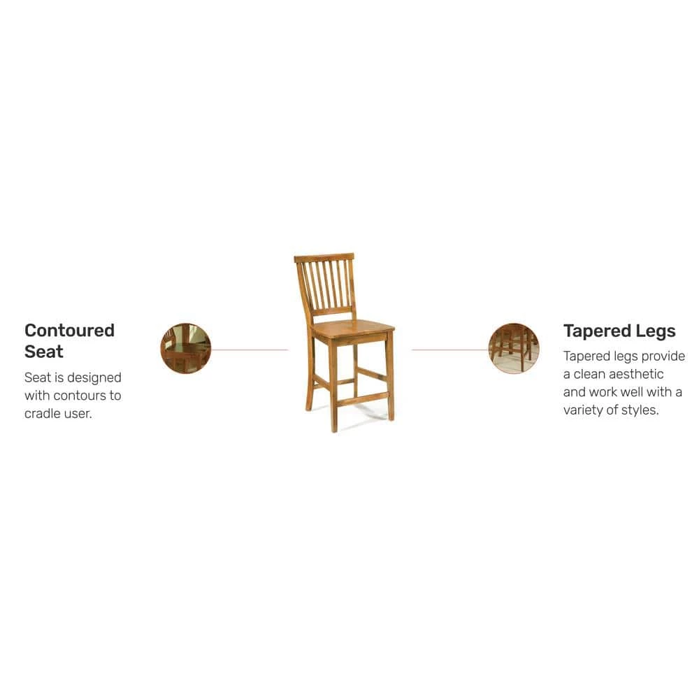 Arts and Crafts 24 in. Cottage Oak Bar Stool by HOMESTYLES 4 Arts and Crafts 24 in. Cottage Oak Bar Stool by HOMESTYLES - Image 4