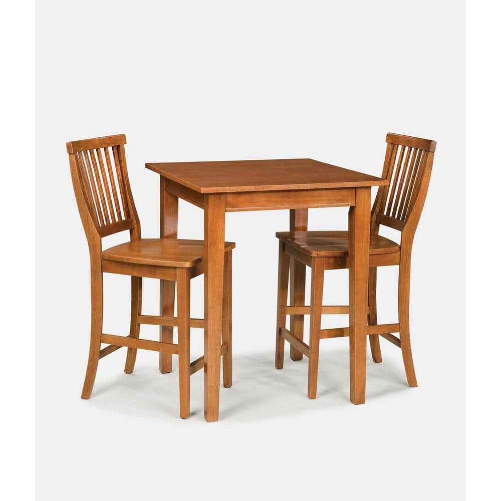 Arts and Crafts 30 in. Square Cottage Oak Wood 3 Piece Bistro Set Seating Capacity 2 by HOMESTYLES 1 Arts and Crafts 30 in. Square Cottage Oak Wood 3 Piece Bistro Set Seating Capacity 2 by HOMESTYLES