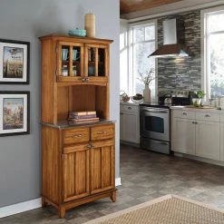 Cottage Oak and Stainless Buffet with Hutch by HOMESTYLES -Deals HOMESTYLES Store cottage oak w stainless steel top homestyles sideboards buffet tables 5001 0063 62 31 1000