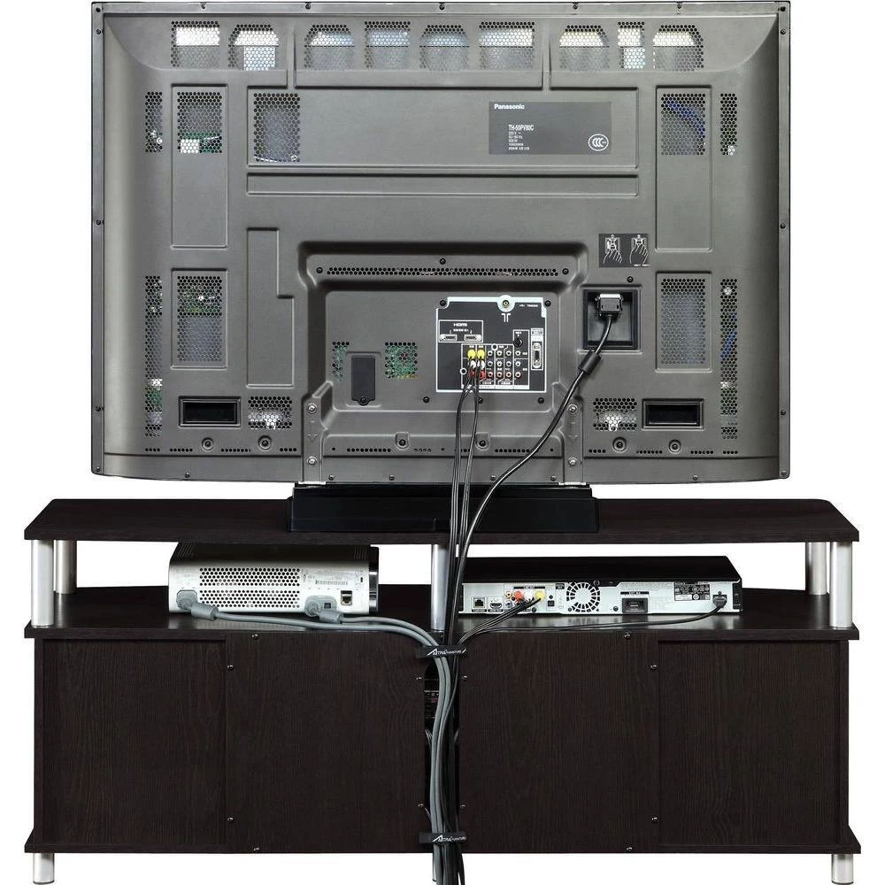 Windsor 47 in. Dark Brown Particle Board TV Stand Fits TVs Up to 50 in. with Storage Doors by Ameriwood Home 8 Windsor 47 in. Dark Brown Particle Board TV Stand Fits TVs Up to 50 in. with Storage Doors by Ameriwood Home - Image 8