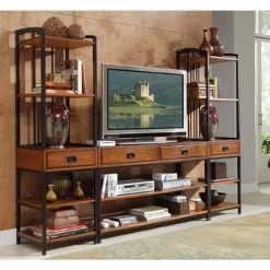 Modern Craftsman 94 in. Distressed Oak Entertainment Center with 2-Drawers by HOMESTYLES -Deals HOMESTYLES Store distressed oak homestyles tv stands 5050 34 31 1000