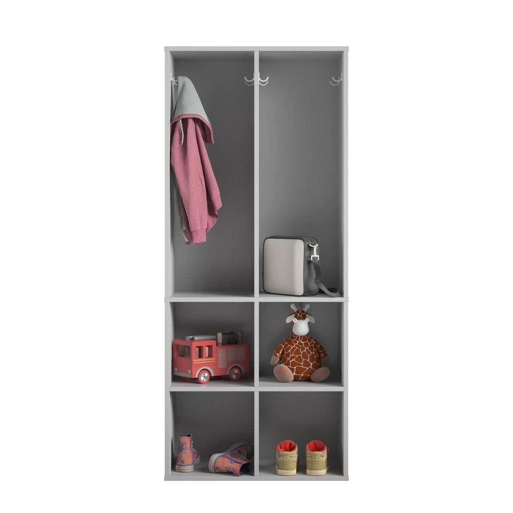 Lauren Kids Dove Gray 4 Cube Storage with Open Coat Locker by Ameriwood Home 4 Lauren Kids Dove Gray 4 Cube Storage with Open Coat Locker by Ameriwood Home - Image 4