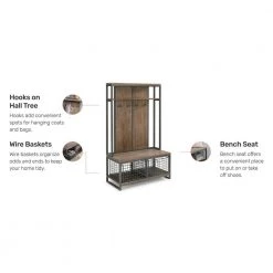 Barnside Metro Driftwood Gray Hall Tree by HOMESTYLES -Deals HOMESTYLES Store driftwood gray homestyles hall trees 5053 49 c3 1000