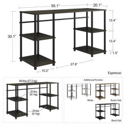 Crocker 55.12 in. Espresso Double Pedestal Desk with Easy Assembly by Ameriwood Home -Deals HOMESTYLES Store espresso ameriwood home writing desks hd69353 1f 1000