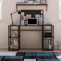 Crocker 55.12 in. Espresso Double Pedestal Desk with Easy Assembly by Ameriwood Home -Deals HOMESTYLES Store espresso ameriwood home writing desks hd69353 31 1000