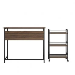 Bernay 36 in. Walnut Desk with Rolling Cart Bundle by Ameriwood Home -Deals HOMESTYLES Store florence walnut ameriwood home writing desks hd60856 66 1000