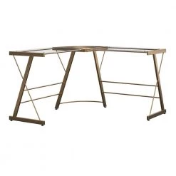 Oxford Gold Glass L-Shaped Computer Desk by Ameriwood Home