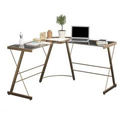 Oxford Gold Glass L-Shaped Computer Desk by Ameriwood Home -Deals HOMESTYLES Store gold ameriwood home computer desks hd26716 c3 1000