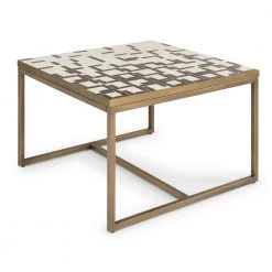 Geometric II 38 in. Gold/Cream Medium Square Tile Coffee Table by HOMESTYLES -Deals HOMESTYLES Store gold and cream homestyles coffee tables 8101 21 1d 1000
