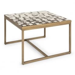Geometric II 38 in. Gold/Cream Medium Square Tile Coffee Table by HOMESTYLES -Deals HOMESTYLES Store gold and cream homestyles coffee tables 8101 21 44 1000