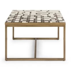 Geometric II 38 in. Gold/Cream Medium Square Tile Coffee Table by HOMESTYLES -Deals HOMESTYLES Store gold and cream homestyles coffee tables 8101 21 4f 1000