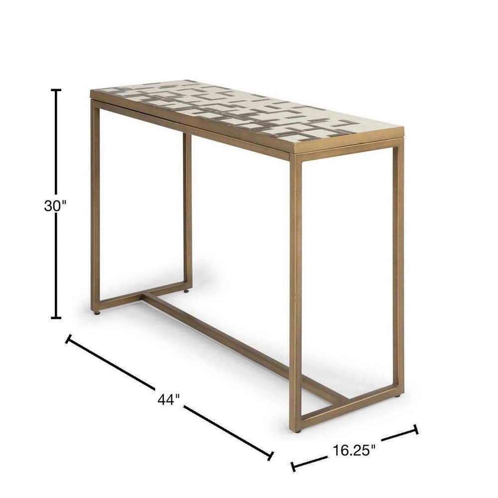 Geometric II 44 in. Gold/Cream Standard Rectangle Tile Console Table by HOMESTYLES 3 Geometric II 44 in. Gold/Cream Standard Rectangle Tile Console Table by HOMESTYLES - Image 3