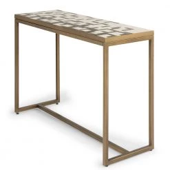 Geometric II 44 in. Gold/Cream Standard Rectangle Tile Console Table by HOMESTYLES 15 Geometric II 44 in. Gold/Cream Standard Rectangle Tile Console Table by HOMESTYLES -Deals HOMESTYLES Store gold and cream homestyles console tables 8101 22 44 1000