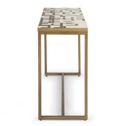 Geometric II 44 in. Gold/Cream Standard Rectangle Tile Console Table by HOMESTYLES 13 Geometric II 44 in. Gold/Cream Standard Rectangle Tile Console Table by HOMESTYLES -Deals HOMESTYLES Store gold and cream homestyles console tables 8101 22 4f 1000
