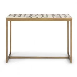 Geometric II 44 in. Gold/Cream Standard Rectangle Tile Console Table by HOMESTYLES