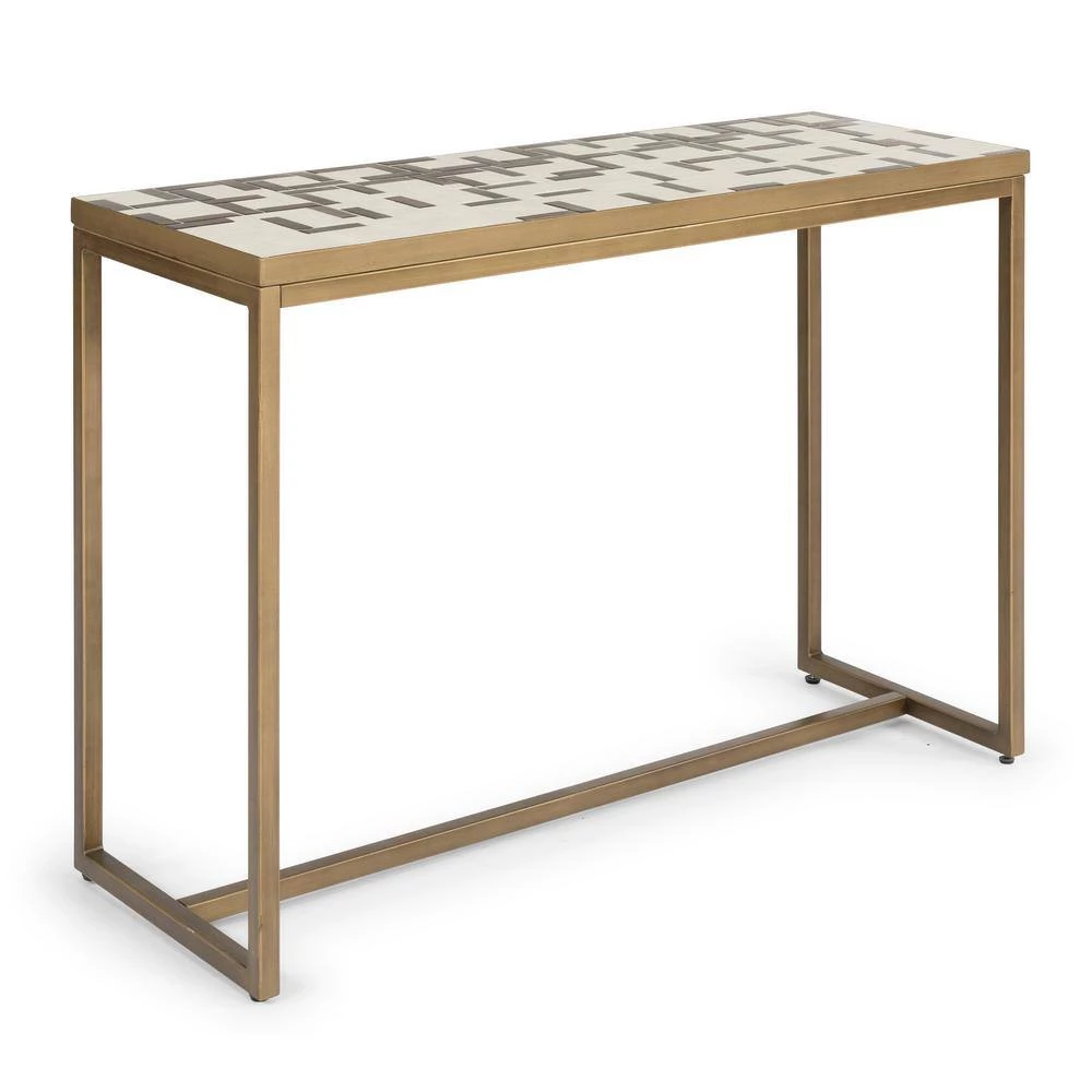 Geometric II 44 in. Gold/Cream Standard Rectangle Tile Console Table by HOMESTYLES 8 Geometric II 44 in. Gold/Cream Standard Rectangle Tile Console Table by HOMESTYLES - Image 8
