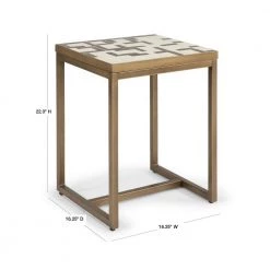 Geometric II Cream and Gold Mosaic Tile End Table by HOMESTYLES -Deals HOMESTYLES Store gold and cream homestyles end side tables 8101 20 40 1000