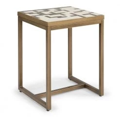 Geometric II Cream and Gold Mosaic Tile End Table by HOMESTYLES -Deals HOMESTYLES Store gold and cream homestyles end side tables 8101 20 44 1000