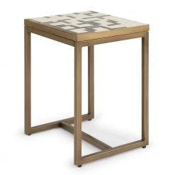 Geometric II Cream and Gold Mosaic Tile End Table by HOMESTYLES -Deals HOMESTYLES Store gold and cream homestyles end side tables 8101 20 4f 1000