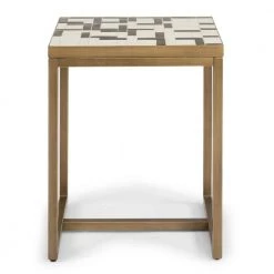 Geometric II Cream and Gold Mosaic Tile End Table by HOMESTYLES