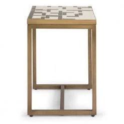 Geometric II Cream and Gold Mosaic Tile End Table by HOMESTYLES -Deals HOMESTYLES Store gold and cream homestyles end side tables 8101 20 fa 1000