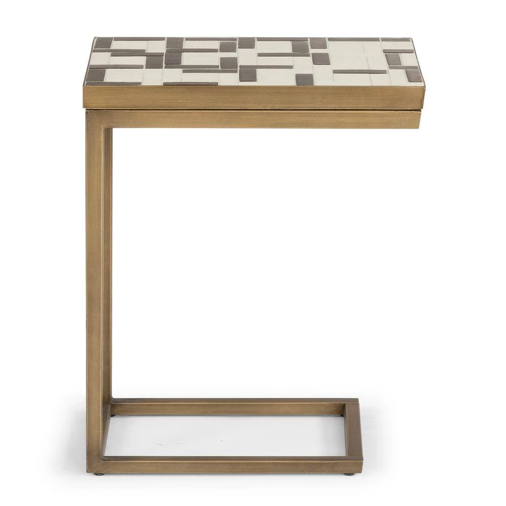 Geometric II Mosaic Tile Gold and Cream Pull-Up Table by HOMESTYLES 2 Geometric II Mosaic Tile Gold and Cream Pull-Up Table by HOMESTYLES - Image 2
