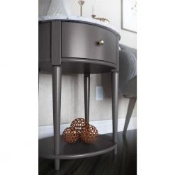 Abelia 21.6 in. Graphite Gray with Faux Marble Top Round End Table with Drawer and Shelf by Ameriwood Home 17 Abelia 21.6 in. Graphite Gray with Faux Marble Top Round End Table with Drawer and Shelf by Ameriwood Home -Deals HOMESTYLES Store graphite ameriwood home end side tables hd05618 4f 1000