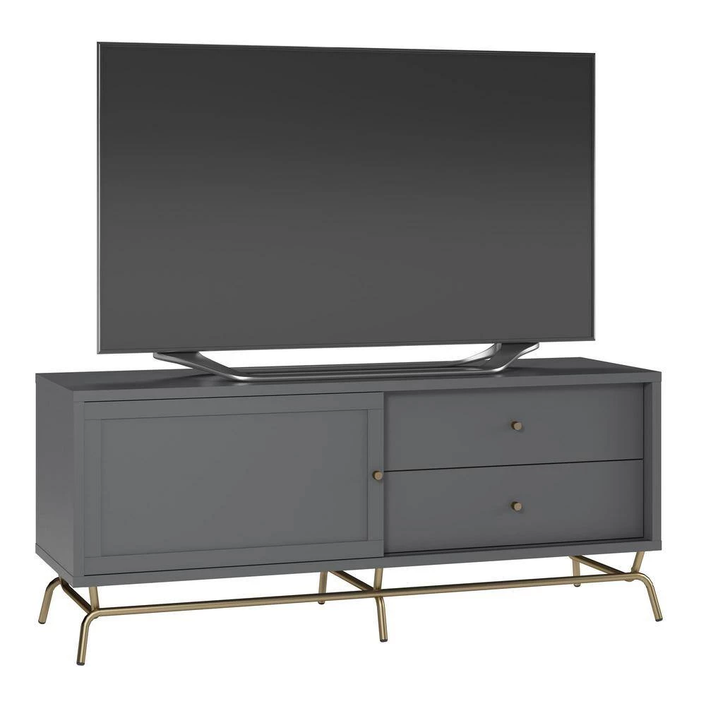 Oliver 59.06 in. Graphite Gray TV Stand for TV's up to 65 in. by Ameriwood Home 4 Oliver 59.06 in. Graphite Gray TV Stand for TV's up to 65 in. by Ameriwood Home - Image 4