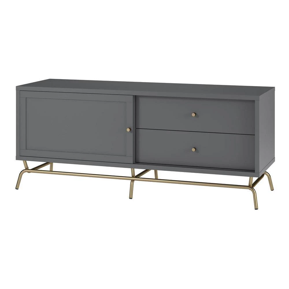 Oliver 59.06 in. Graphite Gray TV Stand for TV's up to 65 in. by Ameriwood Home 2 Oliver 59.06 in. Graphite Gray TV Stand for TV's up to 65 in. by Ameriwood Home - Image 2