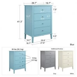 Queensbury 4-Drawer in Gray Dresser ( 41.3 in. H x 29.7 in. W x 19.7 in. D) by Ameriwood Home -Deals HOMESTYLES Store gray ameriwood home chest of drawers hd97927 4f 1000