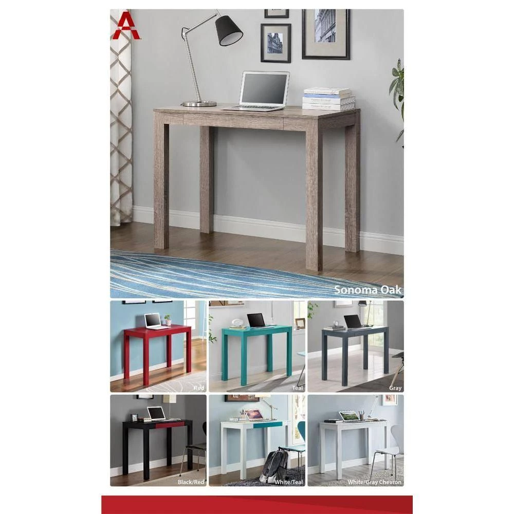 39 in. Rectangular Gray 1 Drawer Writing Desk with Built-In Storage by Ameriwood Home 4 39 in. Rectangular Gray 1 Drawer Writing Desk with Built-In Storage by Ameriwood Home - Image 4