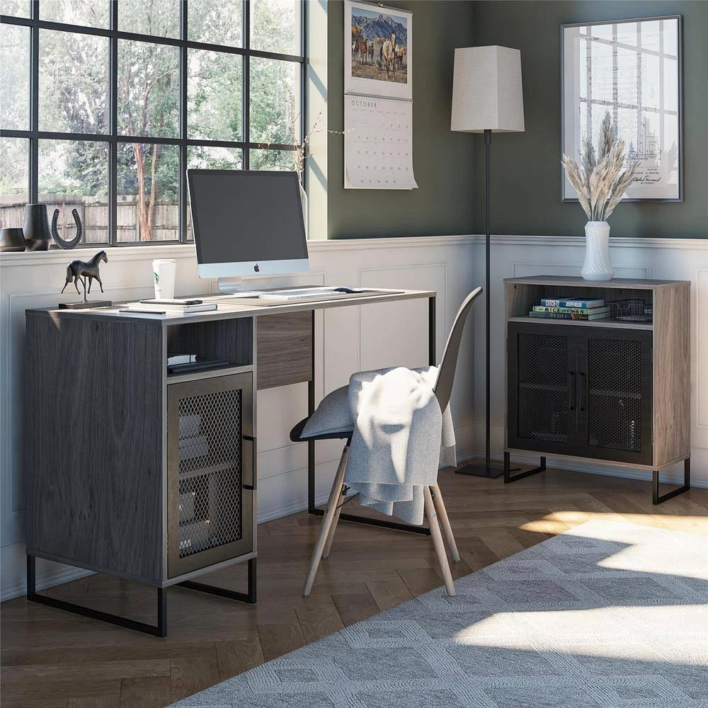 Pelham 47.6 in. Gray Oak Single Pedestal Desk by Ameriwood Home 9 Pelham 47.6 in. Gray Oak Single Pedestal Desk by Ameriwood Home - Image 9