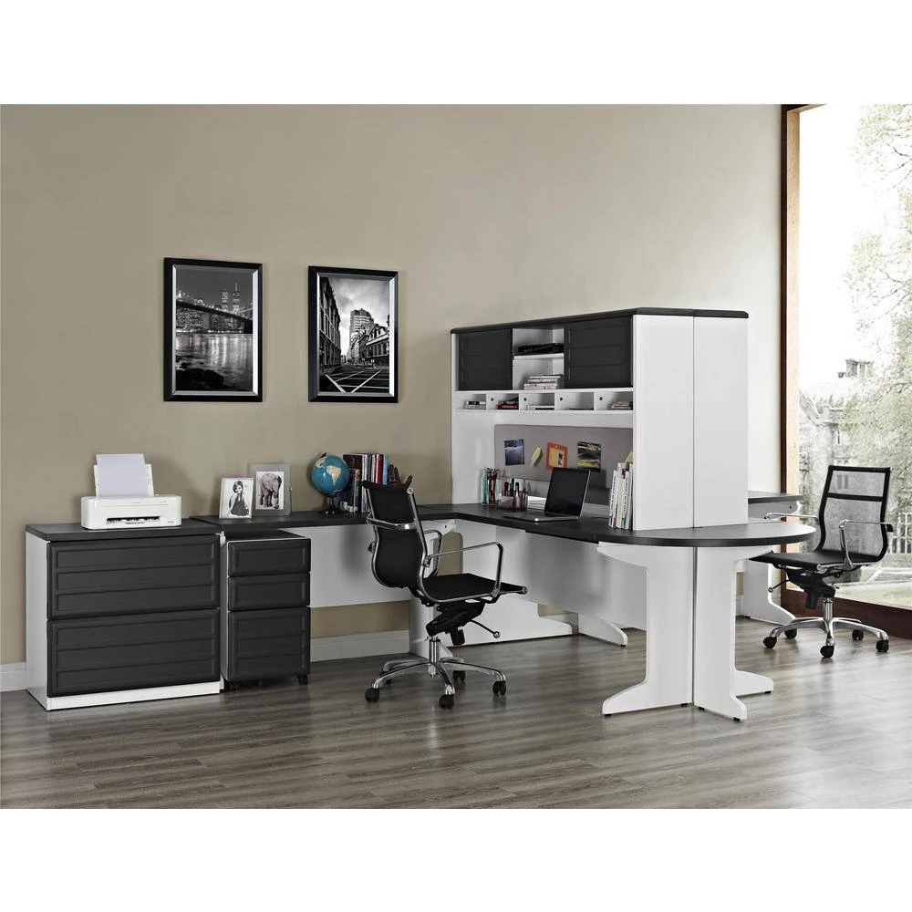 Mansfield Gray and White Peninsula Computer Desk by Ameriwood Home 9 Mansfield Gray and White Peninsula Computer Desk by Ameriwood Home - Image 9