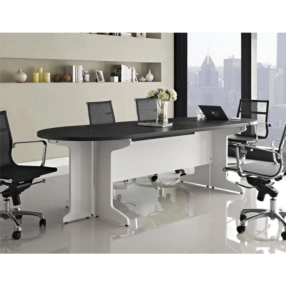 Mansfield Gray and White Peninsula Computer Desk by Ameriwood Home 4 Mansfield Gray and White Peninsula Computer Desk by Ameriwood Home - Image 4