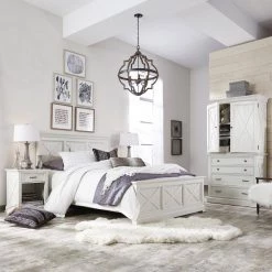 Seaside Lodge 2-Piece Hand Rubbed White King Bedroom Set by HOMESTYLES -Deals HOMESTYLES Store hand rubbed white homestyles bedroom sets 5523 6015 c3 1000